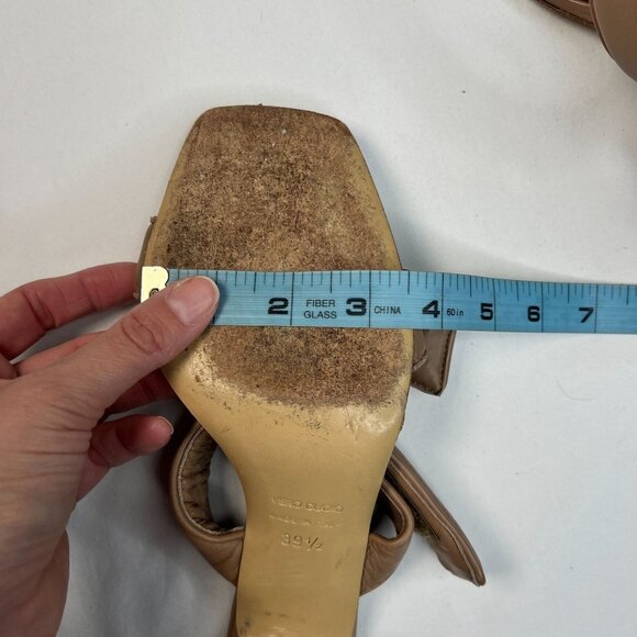 Gia Borghini Pernille Teisbaek Two-Band Puffy Slide Sandals Tan Leather 39.5 - Picture 4 of 16